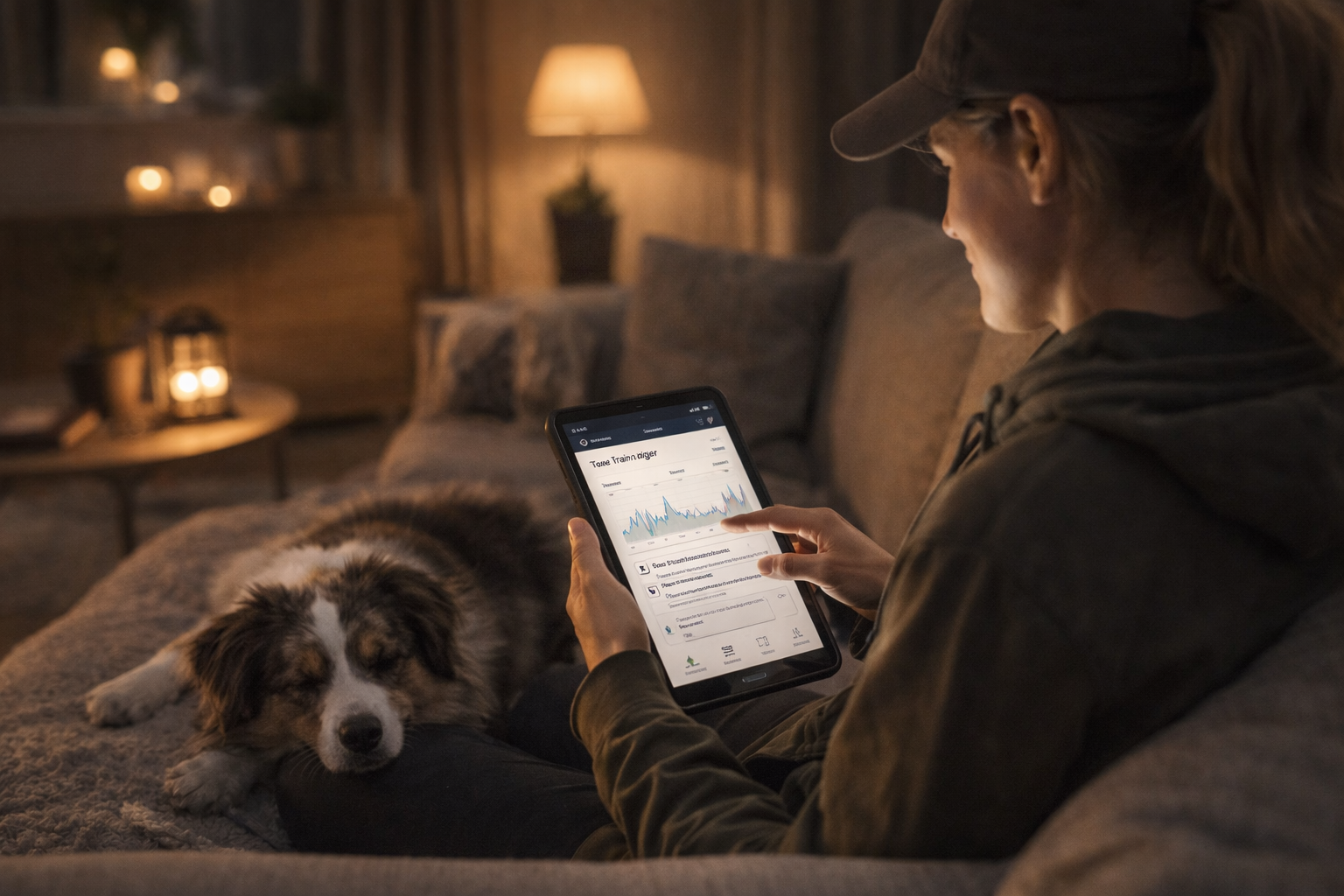 Koiranomistaja suunnittelee viikon harjoituksia kotona